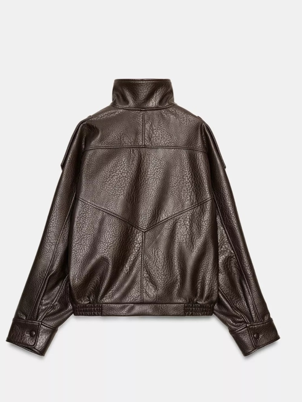 Zara faux brown leather pleather jacket S NWOT - Picture 2 of 15
